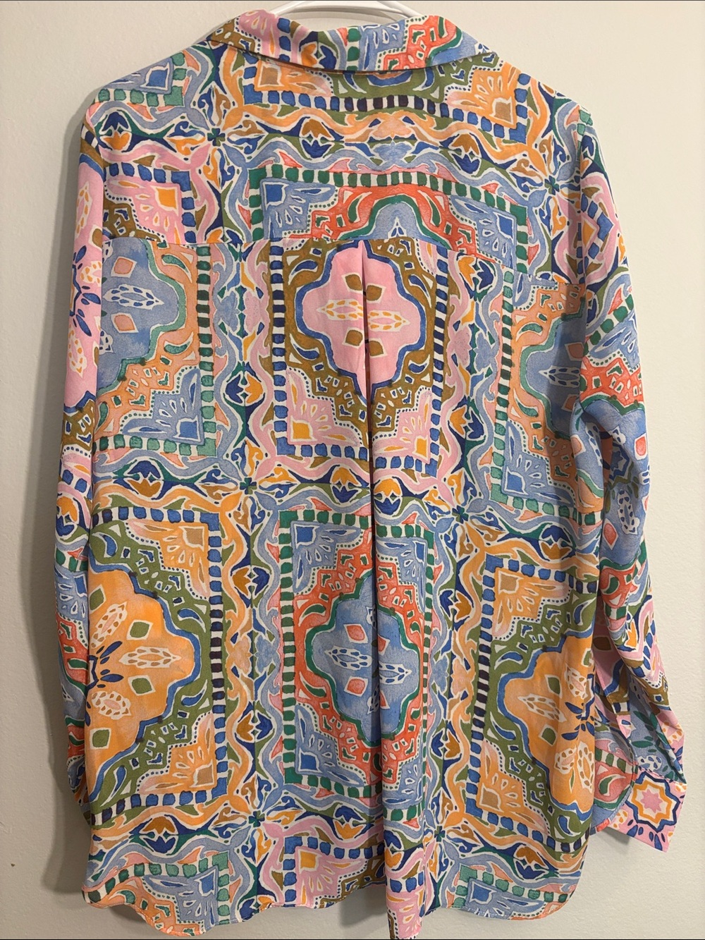 Rose and Olive Multicolor Button-Up lightweight for summer or swim coverup - Picture 8 of 8